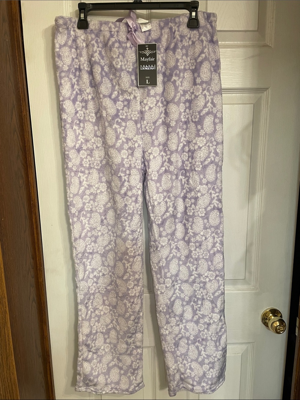 Lavender Paisley Plush Pajama Pants - L
